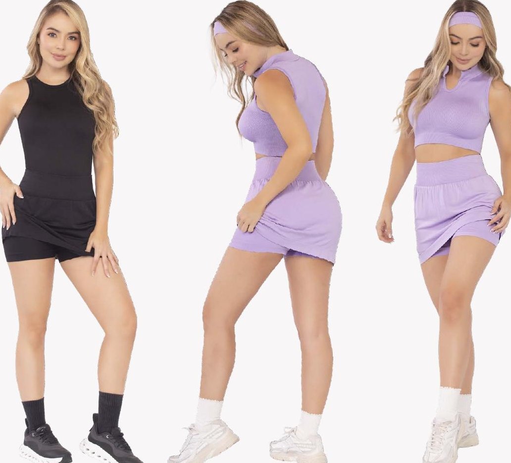 Tennis Skort with Built-In Shorts – Black or Lavender - FEMININEUS Seamless Activewear
